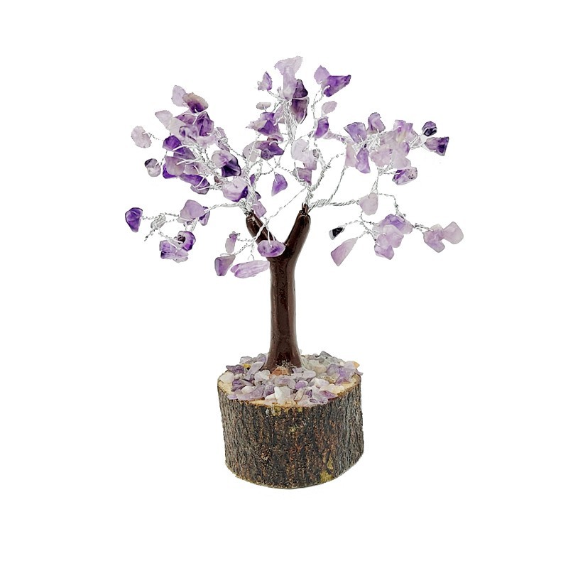 Arbre du Bonheur Améthyste 100 pierres 18 cm