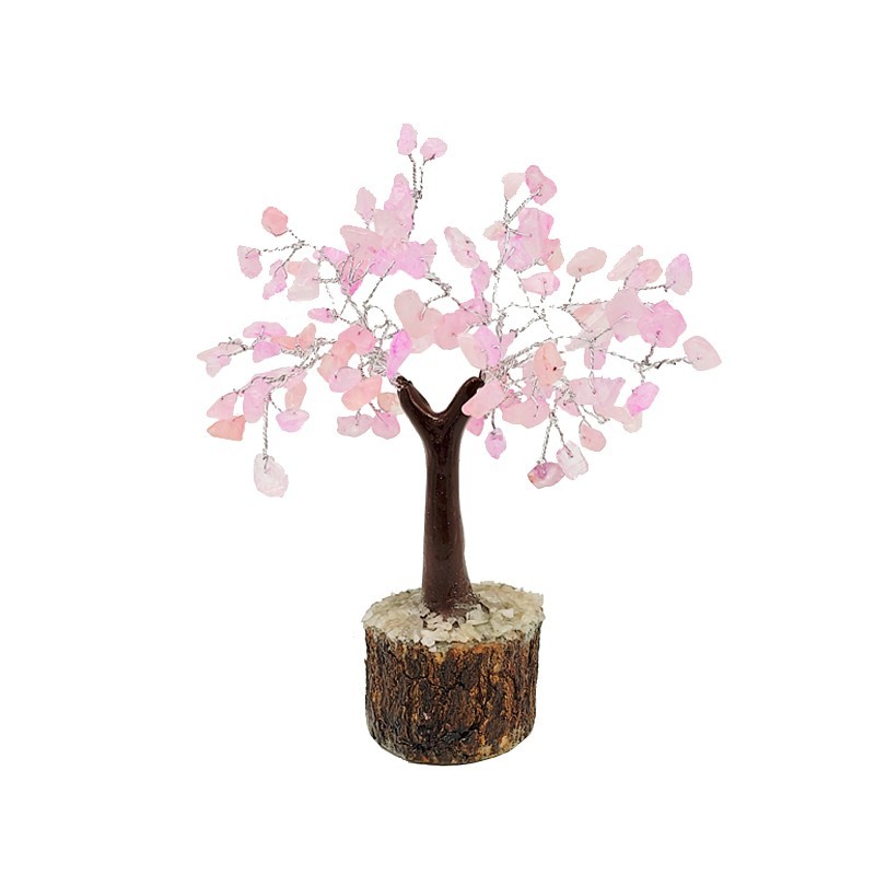 Arbre du Bonheur Quartz Rose 100 pierres 18 cm