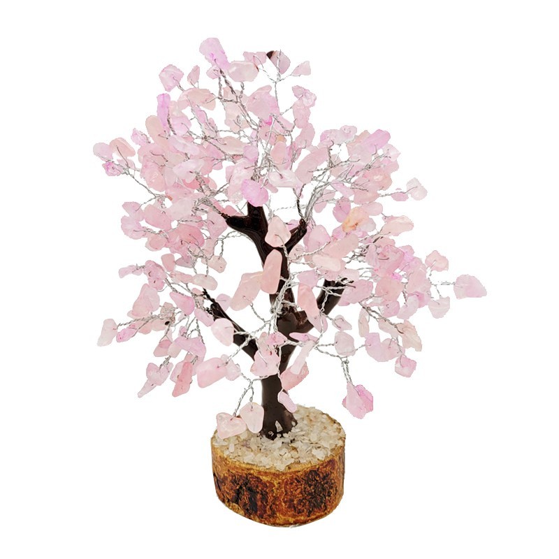 Arbre du Bonheur Quartz Rose 300 pierres 21 cm