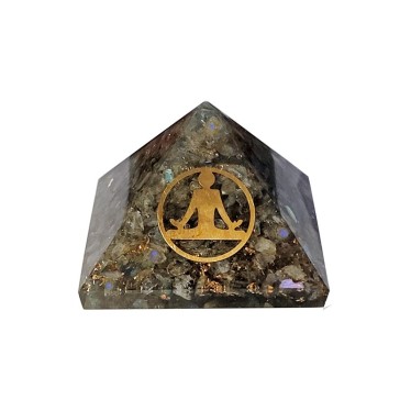 Pyramides Labradorite Orgonite Bouddha 5 cm