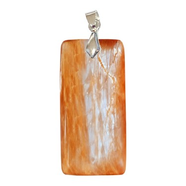 Pendentifs Feldspath (Microcline) Orangé EXTRA Rectangle Fin