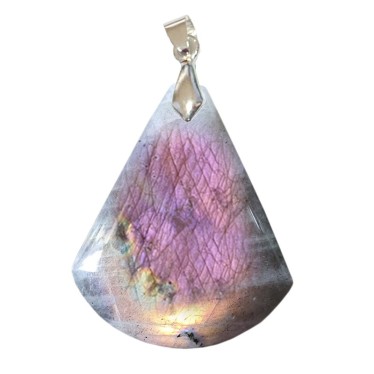 Pendentifs Labradorite Grise Reflets Violet Triangle