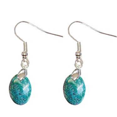 Boucles d'Oreilles Chrysocolle Madagascar Ovale