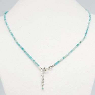 Colliers Amazonite Facettées avec Fermoir & Chaînette Argent 925