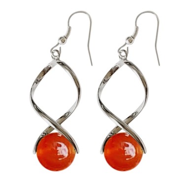 Boucles d'Oreilles Cornaline Billes 12 mm