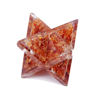 Etoile de Merkaba Orgonite Cornaline 10 x 6 cm