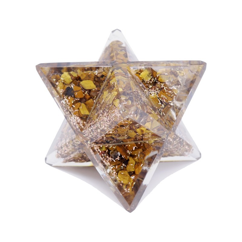 Etoiles de Merkaba Orgonite Œil de Tigre 10 x 6 cm
