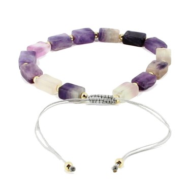bracelet Fluorite Multi Shamballa Plaquettes 9 x 6 mm