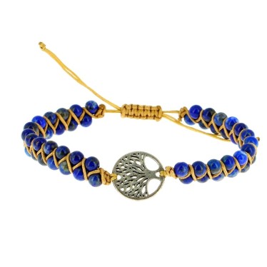 Bracelet Lapis-Lazuli Shamballa Billes Tressées 4 mm