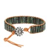 Bracelets Turquoise Africaine Petits Tubes 4 x 13 mm et Cuir