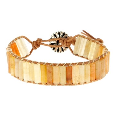 Bracelets Aventurine Rouge Petits Tubes 4 x 13 mm et Cuir