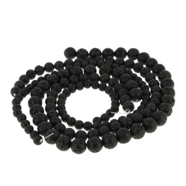 fils de perles percées Pierre de Lave 6 mm