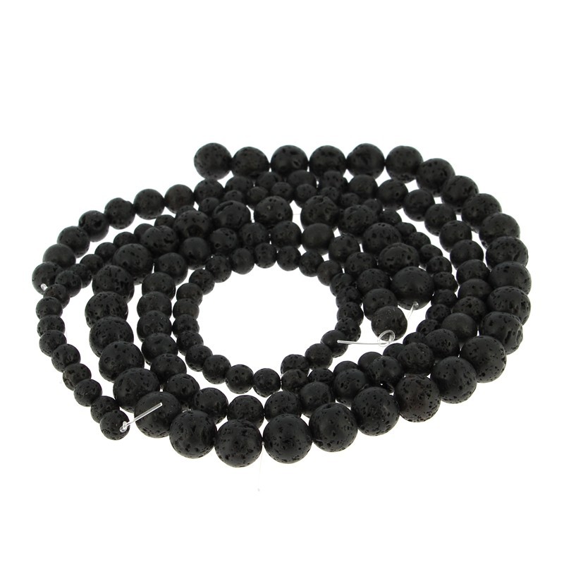 fils de perles percées Pierre de Lave 6 mm