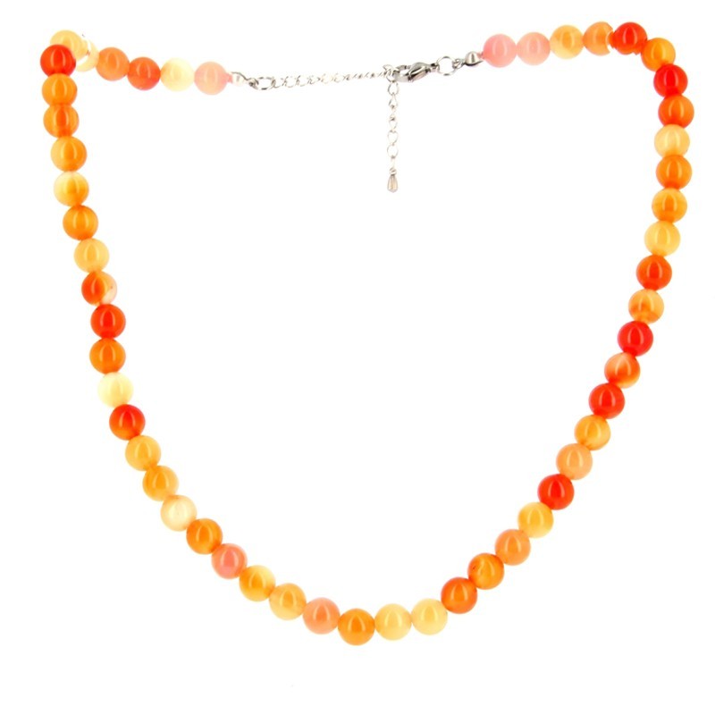 Collier Cornaline Billes 8 mm
