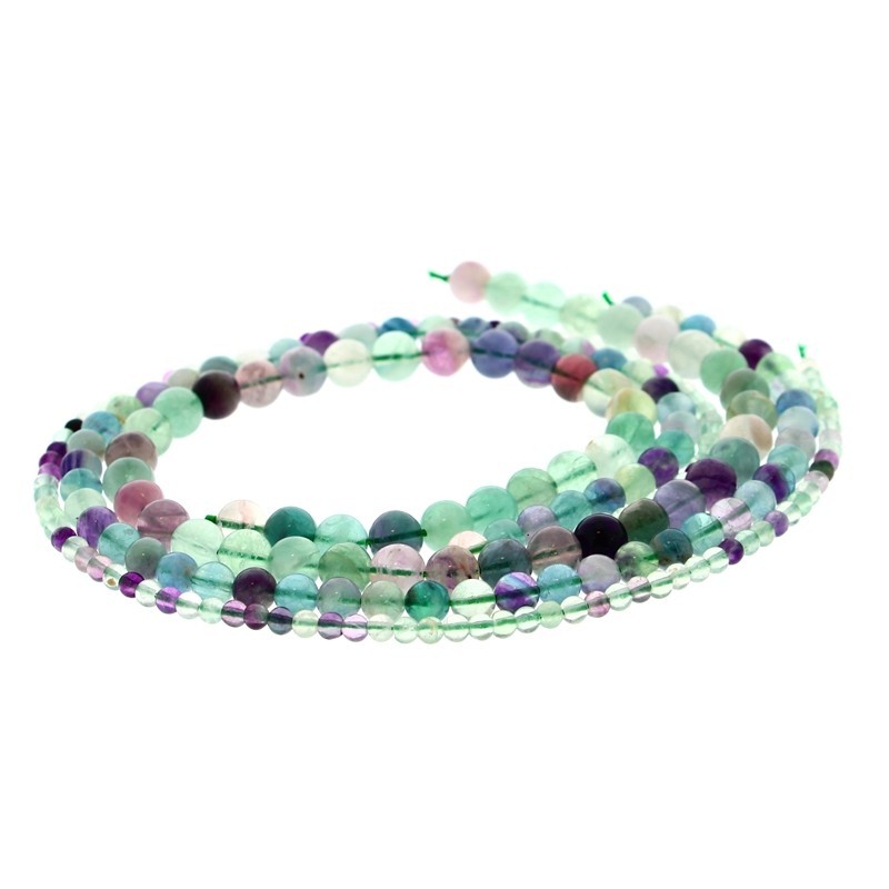 fils perles percées Fluorite Multi 4 mm