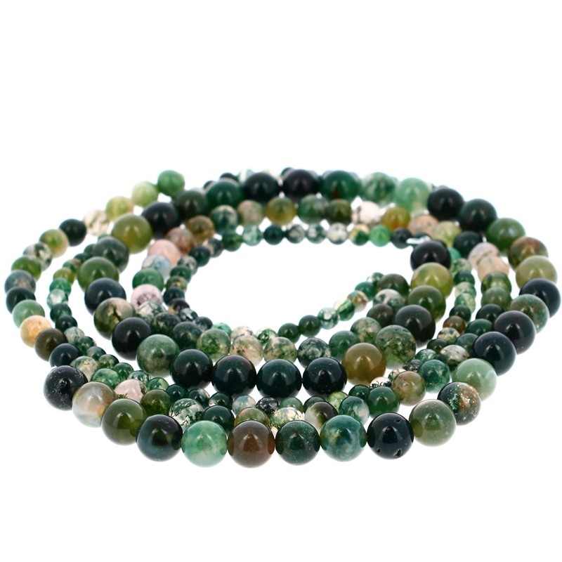 Fils de Perles Percées Agate Mousse