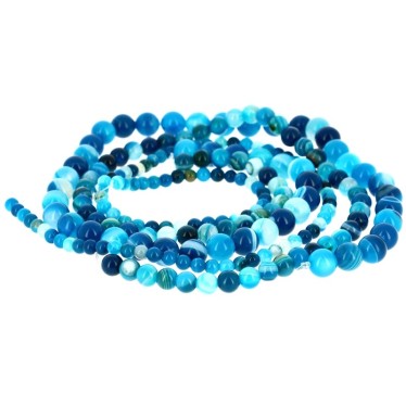 Perles Agate Bleue Zonée...