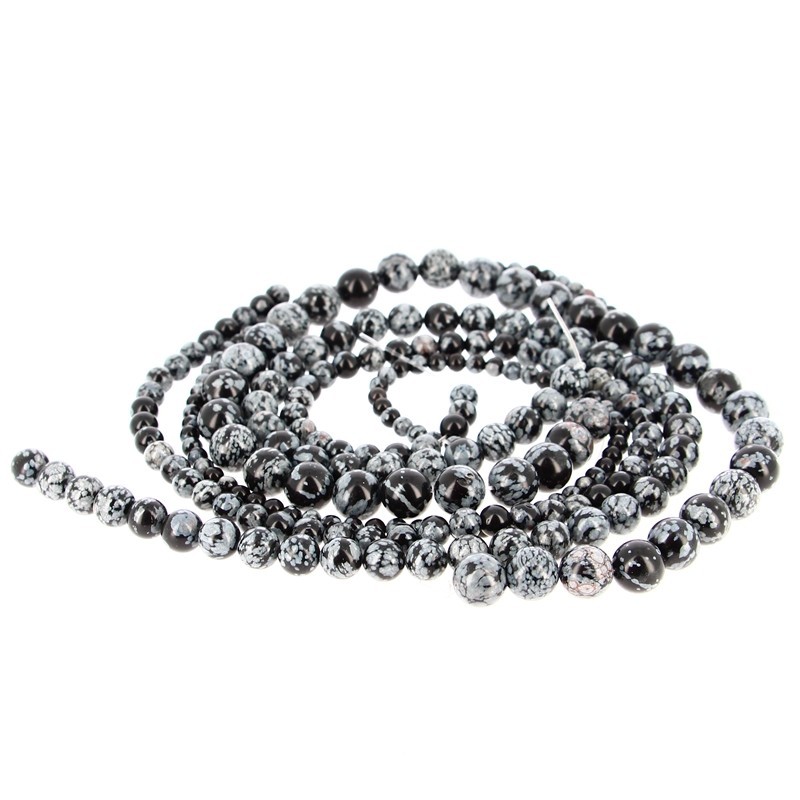 Perles Obsidienne Flocon de Neige