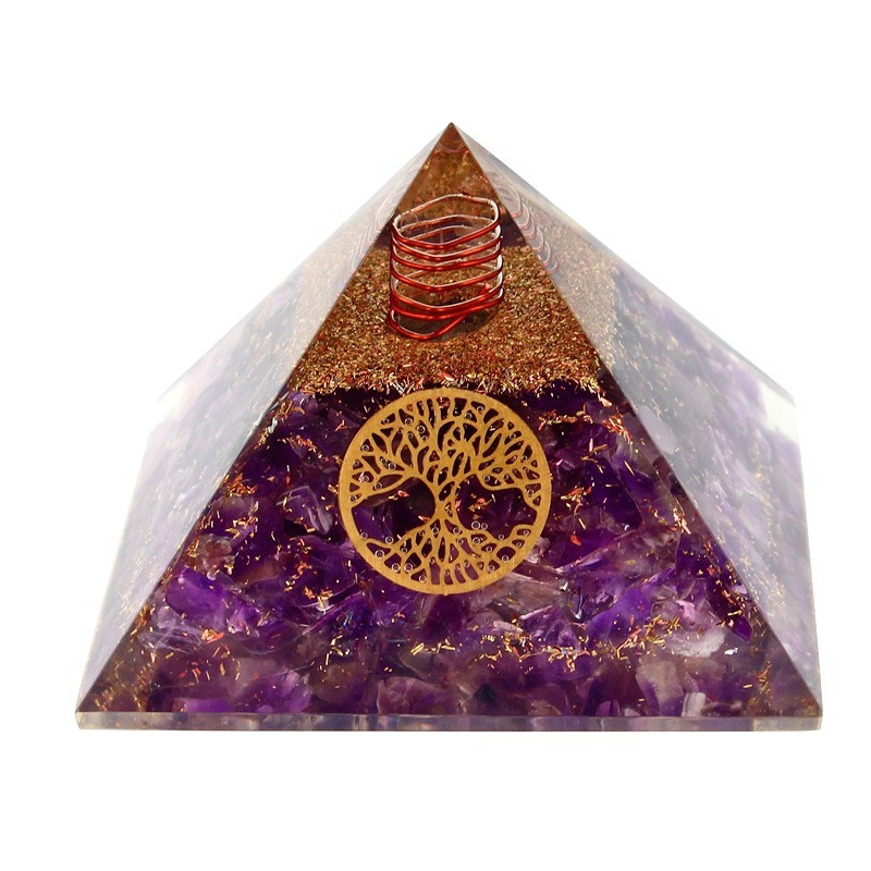 Améthyste Pyramides Orgonite Arbre de Vie 7.5 cm