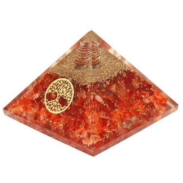 Cornaline Pyramides Orgonite Arbre de Vie 7.5 cm