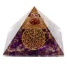 Améthyste Pyramides Orgonite Fleur de Vie 7.5 cm