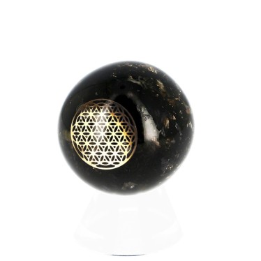 Sphères Tourmaline Noire Orgonite Fleur de Vie 4 cm