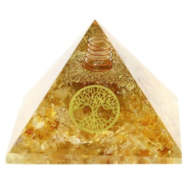 Citrine Naturelle Pyramide Orgonite Arbre de Vie 7.5 cm
