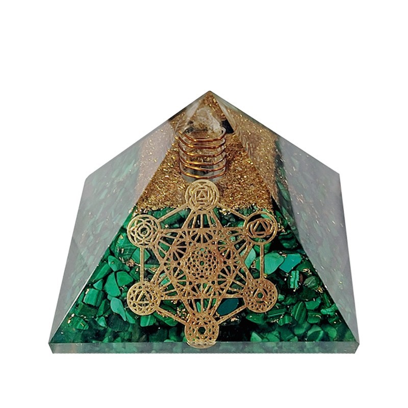Véritable Malachite Pyramides Orgonite Métatron 7.5 cm