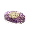 Galets Améthyste Orgonite Fleur de Vie 7 cm