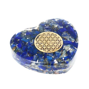 Cœurs Lapis-Lazuli Orgonite Fleur de Vie 5 cm