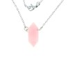 Quartz Rose Collier Pointe Biterminée