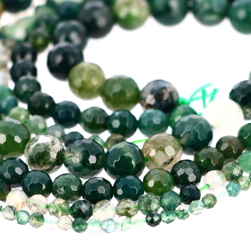 Perles Agate Mousse Facettées