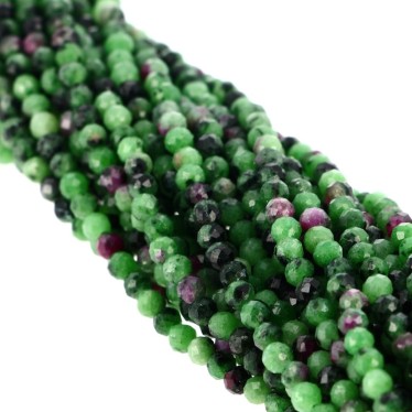 Perles Rubis sur Zoïsite Facettées 3 mm