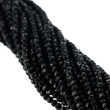Perles Agate Noire Facettées 3 mm