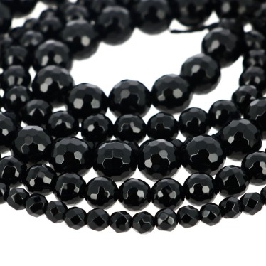 Perles Onyx Noir Facettées