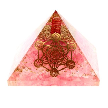 Quartz Rose Pyramide Orgonite Metatron 7.5 cm