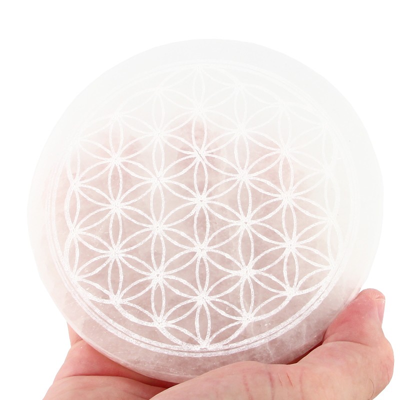 Cercle Sélénite EXTRA Fleur de Vie Ø 12 cm Ep. 2.2  cm
