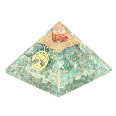 Aigue Marine Pyramide Orgonite Arbre de Vie 7.5 cm