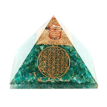 Apatite Pyramide Orgonite Fleur de Vie 7.5 cm
