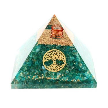 Apatite Pyramide Orgonite Arbre de Vie 7.5 cm