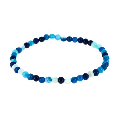 bracelet Agate Bleue Zonée 4 mm (teintée)