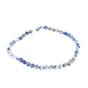 bracelet Jaspe Points Bleus (Naturel) Billes 4 mm