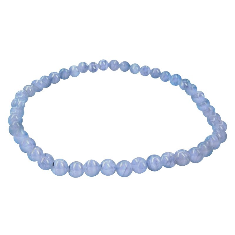 Bracelets Agate Calcédoine Bleue Billes 4 mm