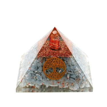 Angélite Pyramide Orgonite Arbre de Vie 7.5 cm
