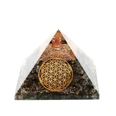 Larvikite Pyramides Orgonite Fleur de Vie 7.5 cm