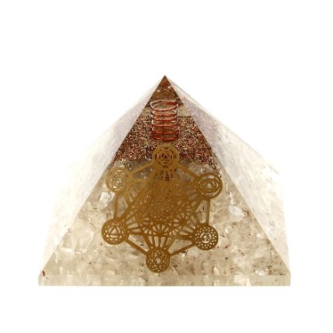 Cristal de Roche Pyramides Orgonite Metatron 7.5 cm