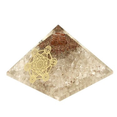 Cristal de Roche Pyramides Orgonite Metatron 7.5 cm