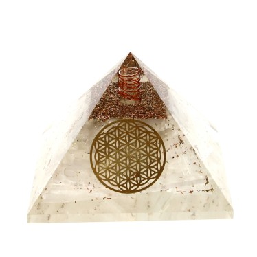 Sélénite Pyramides Orgonite Fleur de Vie 7.5 cm