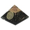 Obsidienne Noire Pyramide Orgonite Fleur de Vie 7.5 cm