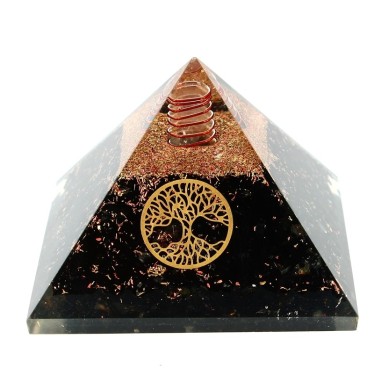 Obsidienne Noire Pyramides Orgonite Arbre de Vie 7.5 cm